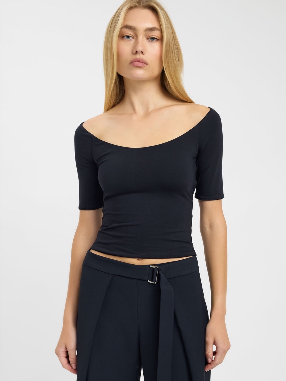 Kookai Black Off-Shoulder Crop Top